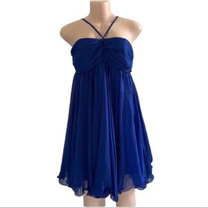 ONLY Blue Halter Chiffon Dress in Blue L